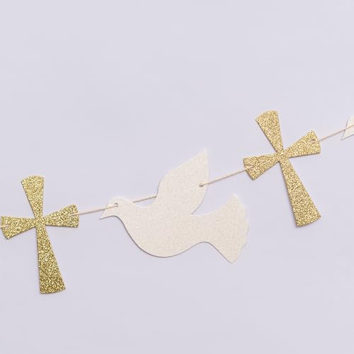 Elegant Christening Dove and Cross Banner for Religious Celebrations