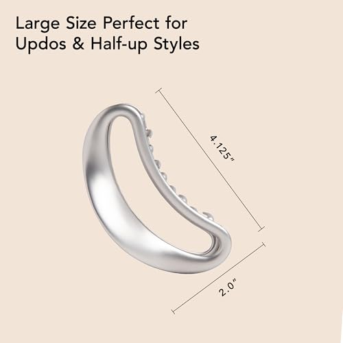 The Hair Edit Sculpted Silver Claw Clip - 4-Inch Large Metal Hair Accessory