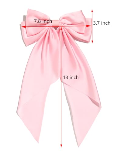 SUSULU 6pcs Large Hair Bows Clips - Black, White, Pink Vintage Bowknot