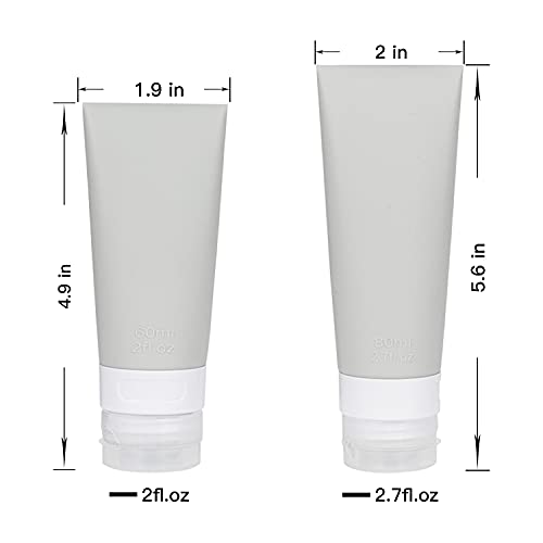 Portable Travel Bottles Set - 6 Pack Silicone Leakproof Containers 80ml/60ml