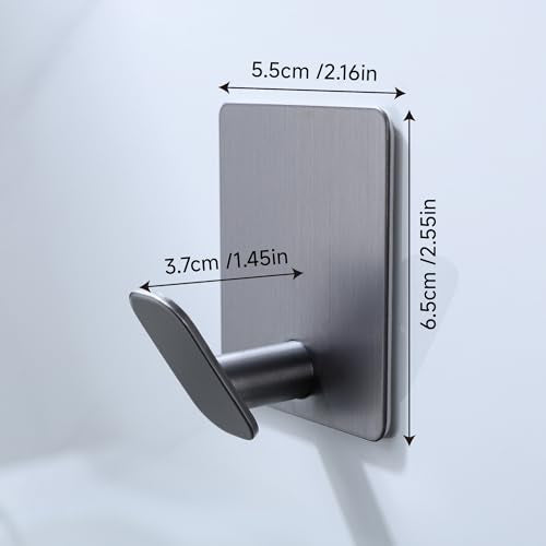 Heavy-Duty Adhesive Towel Hooks - 4 Pack Stainless Steel Grey