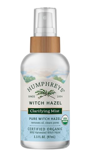 Humphreys Organic Witch Hazel Toner Mist 3.3 Fl Oz - Fragrance Free Skin Clarifier
