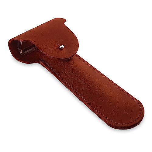 Cognac Leather Safety Razor Case - Double Edge Travel Cover