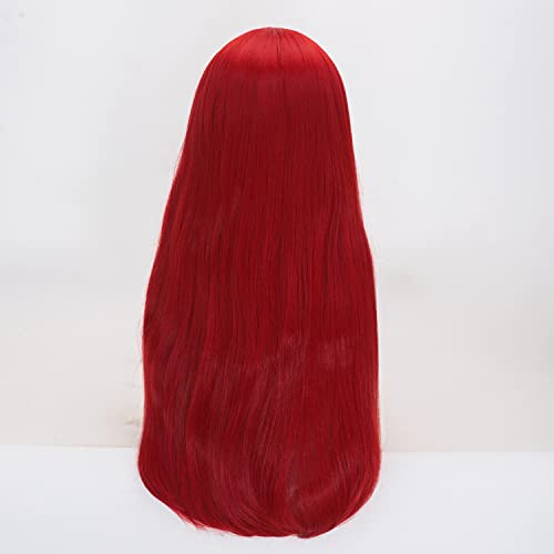 Long Red Synthetic Wig for Women - 27 Inch Straight Cosplay Hair