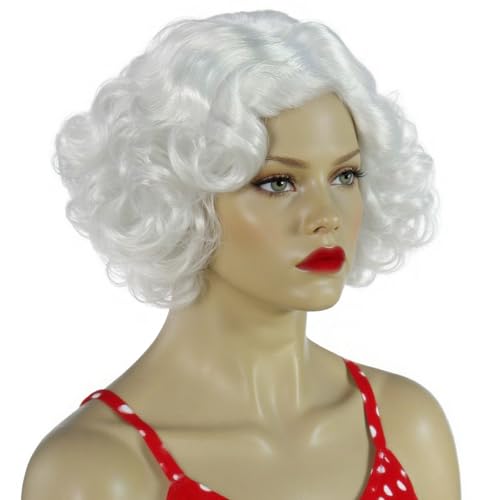 ANOGOL Blonde 613 Short Curly White Wig Bob Wigs for Women - Platinum Blonde, Style Variation Blonde1