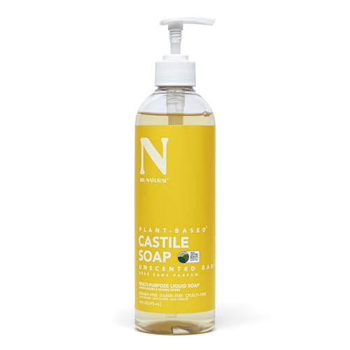 Dr. Natural Unscented Castile Liquid Soap - 16 oz Multi-Purpose Body Wash, Shampoo & Face Cleanser