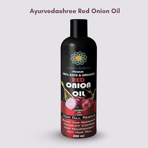 Hair Treatment Oil with Red Onion – AYURVEDASHREE Onion Black Seed, Argan, Sandalwood & Rose 200 ml