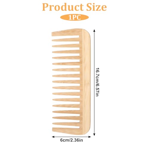 Bamboo Wide Tooth Comb for Hair & Beard - Hand Polished, Portable