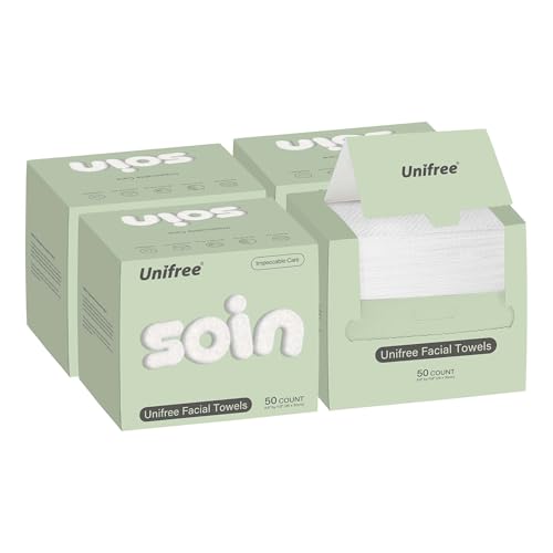 Unifree X-Large Facial Towels - 50 Count Soft Disposable Wipes