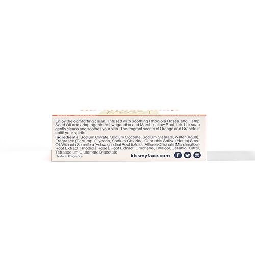 Kiss My Face De-Stress Bar Soap Orange & Grapefruit, 4 oz – Vegan, Palm-Oil Free, Cruelty-Free