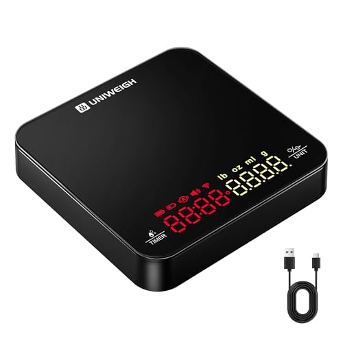 UNIWEIGH Precision Coffee Scale with Timer | Rechargeable 2kg/0.1g