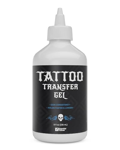 Essential Values Tattoo Transfer Gel Solution - Long-Lasting Stencil Liquid, 8 fl oz
