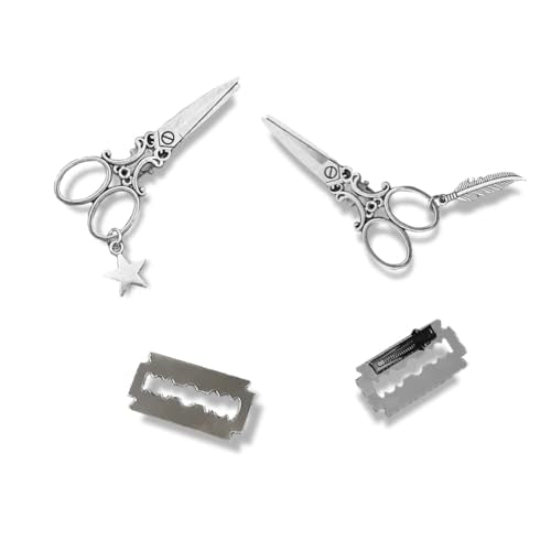 Gothic Hair Clips Set - 4PCS Scissors & Razor Blade Clips