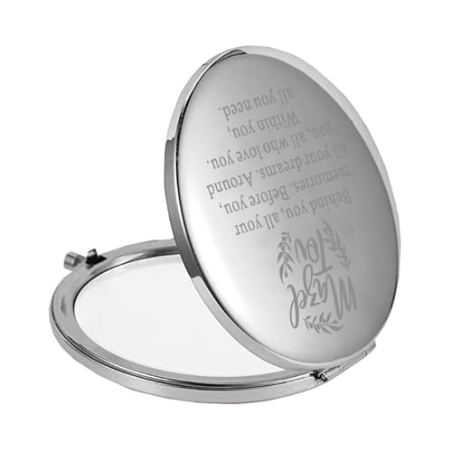 Mazel Tov Compact Mirror - Bat Mitzvah Gift for Girls, Silver