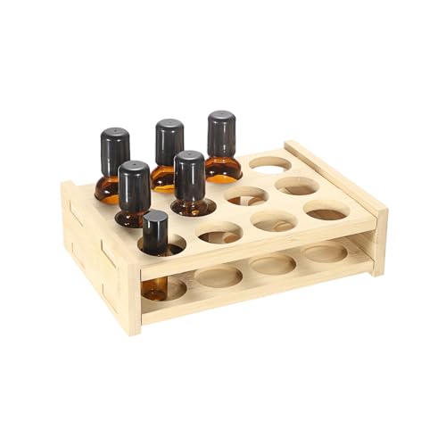 Hipiwe Bamboo Essential Oil Organizer - 12-Slot Tabletop Display Rack