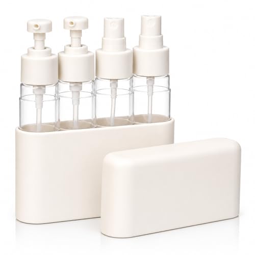 TSA Approved Travel Skincare Bottles Set - 2 Pump & 2 Spray Containers