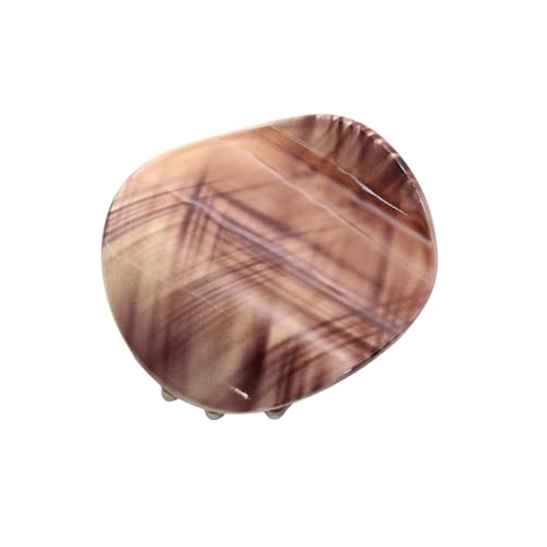 Parcelona French Celluloid Hair Claw Clip - Light Beige Brown Streaks, 2.75 Inch