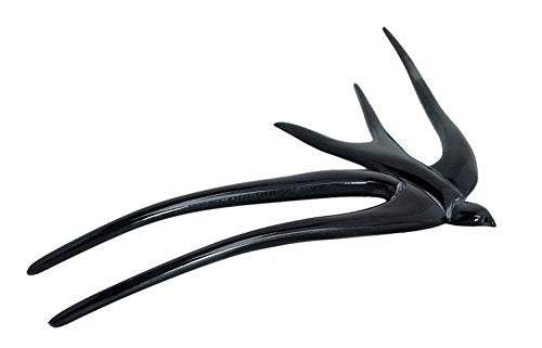 Marycrafts Handmade Buffalo Horn Swallow Bird Hair Fork - Black 2