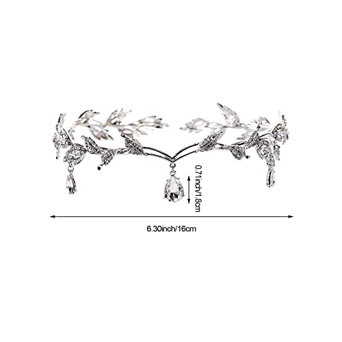 Elegant Rhinestone Leaf Tiara Headband for Bride, Bridesmaid, Crown - Crystal Pendant Wedding Hair Accessory