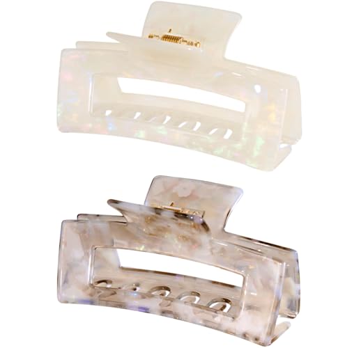 Pattern I Large Cellulose Acetate Hair Claw Clip - 4.1 Inch Tortoise Shell - 2 Pack