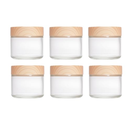 Miayon 6-Piece 2.12oz Glass Cosmetic Jars - Leak-Proof Travel Containers