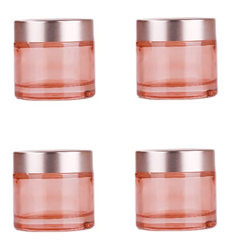 4-Pack 2oz Pink Glass Cosmetic Jars with Rose Gold Lids - Refillable