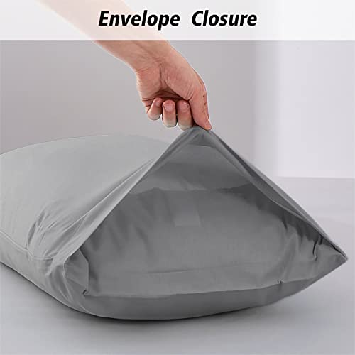 Lirex 2 Pack King Cotton Pillowcases - Breathable Dark Grey, 20"x36"