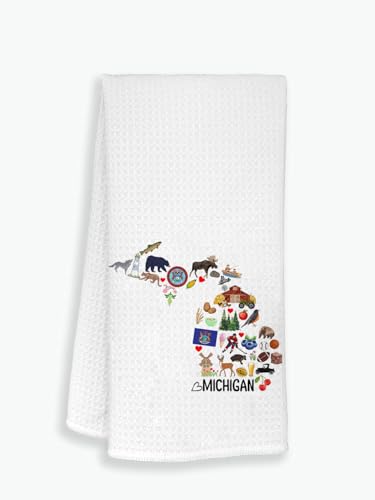 Michigan State Map Kitchen Towel - Soft & Absorbent Tea Towel