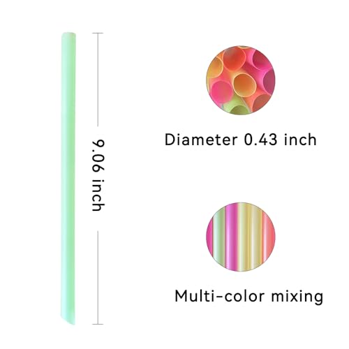 YAOSHENG Jumbo Multicolor Drinking Straws – 100 Count, 9.06" Long