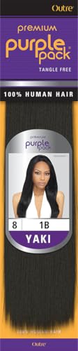 Outre 100% Human Hair Purple Pack Yaki - 8 Inch, Jet Black