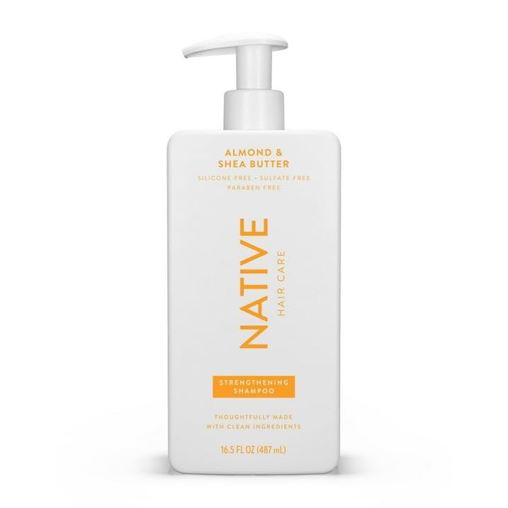 Native Strengthening Shampoo - Almond & Shea Butter, Sulfate & Paraben Free | 16.5 oz with Pump