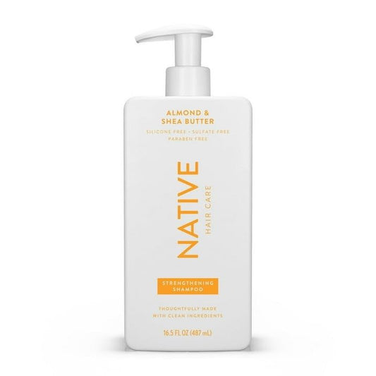 Native Strengthening Shampoo - Almond & Shea Butter, Sulfate & Paraben Free | 16.5 oz with Pump