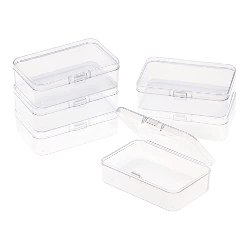 6-Pack Clear Plastic Storage Containers with Hinged Lids - Craft Organizer Boxes