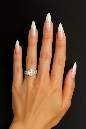 Pink & White Stiletto Cat Eye Press-On Nails Glitter Tips 24 Count