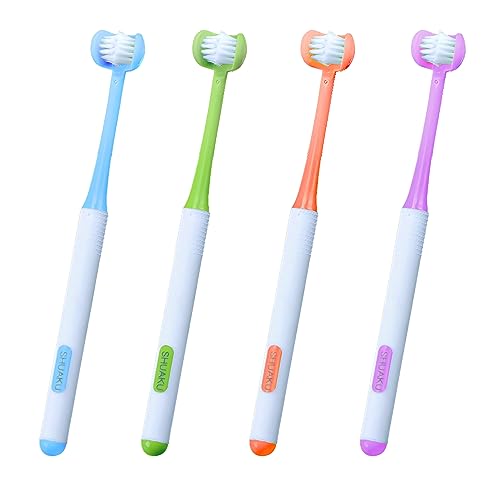 CMHX 3-Sided Autism Toothbrush 360° U-Shaped 4-Piece Mix Color Soft Bristles