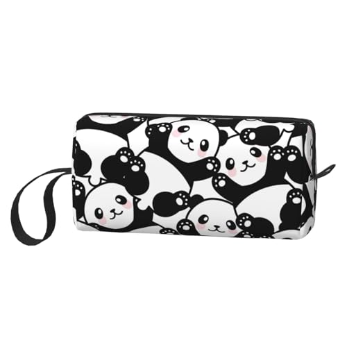 JKJOJIA Panda Black White Makeup Bag Organizer Portable Travel Cosmetic Pouch