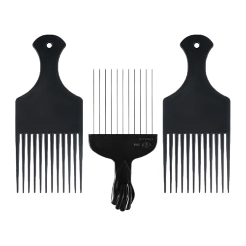 3-Pack Hair Pick Comb Set for Curly & Afro Hair - Detangling & Styling