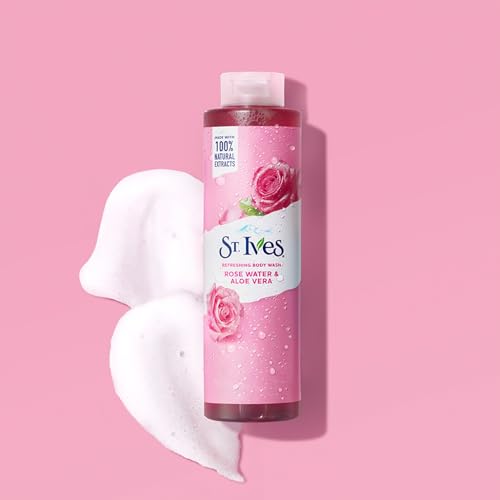 St. Ives Rose Water & Aloe Vera Body Wash 16 oz - Plant-Based Cleanser