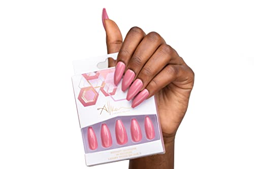 Allkem Mauve Press On Nails | Glossy Long Coffin - 20 pcs Kit