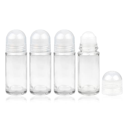 Wresty 4-Pack 50ml Glass Roll-On Deodorant Bottles for Essential Oils & Perfume