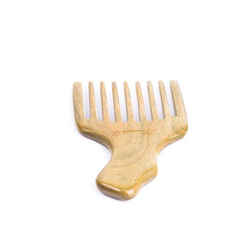 Breezelike Wide Tooth Wooden Hair Pick - Natural Green Sandalwood Comb
