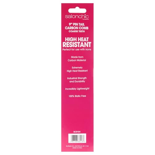SalonChic Pin Tail Carbon Comb High Heat Resistant Coarse Teeth Unisex 1 Pc - Variation 1