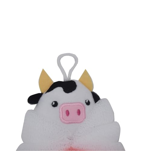 Cow Cartoon Bath Loofah Sponge Pouf Mesh Body Scrubber for Kids and Adults