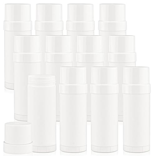 12 Pack Refillable 60ml Plastic Twist-Up Deodorant & Lip Balm Containers