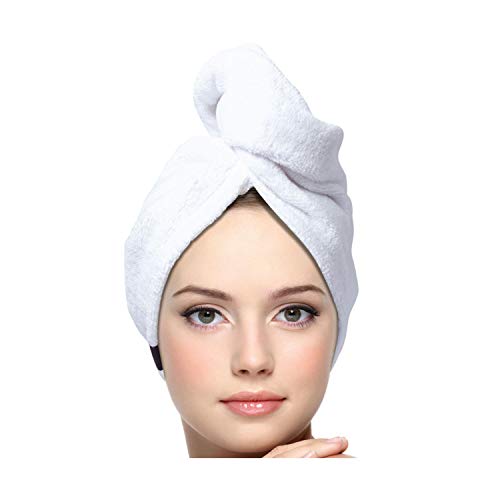 KEEPOZ 100% Cotton Hair Towel Wrap, Super Absorbent Turban for Long Hair