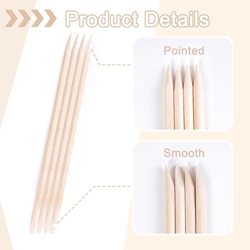 400 Pcs Orange Wood Cuticle Sticks 4.5 Inch for Nails - Dual-Ended Manicure