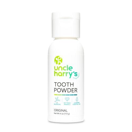 Uncle Harry's Remineralizing Tooth Powder 4 oz - Natural Enamel Support & Whitening - Sensitive Teeth Friendly