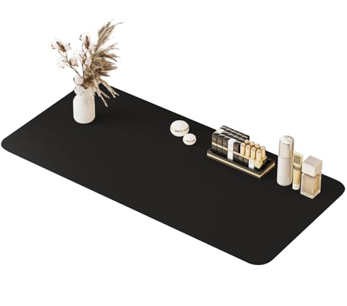 Metui Black Makeup Vanity Mat 39.37x15.7 Inch Waterproof Non-Slip Protector