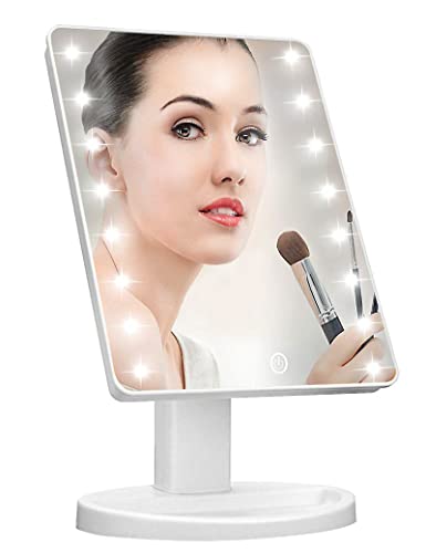 KOOKIN LED Lighted Vanity Makeup Mirror, Dimmable Touch Screen, White
