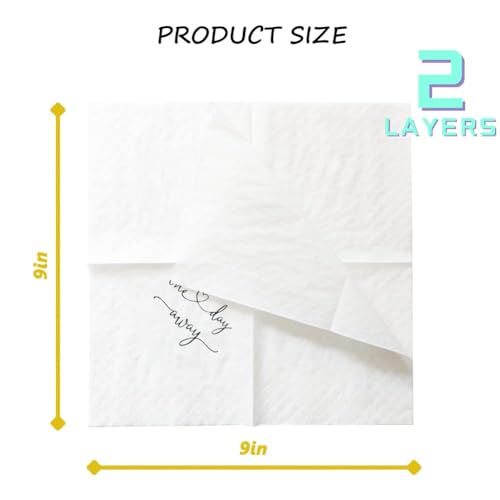 Geloar One Day Away Rehearsal Dinner Cocktail Napkins - 50 Pack, 2-Ply, 5x5 Inches